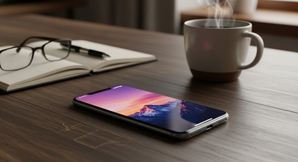 A mobile phone on a desk #1