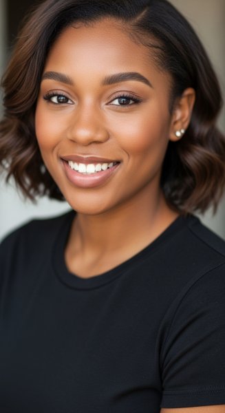 A young black woman in a black shirt smiling #4