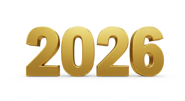 Golden 3D numbers ‘2026’ on a white background #4