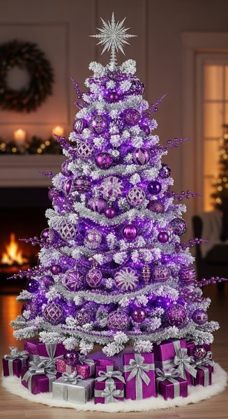 Beautifully decorated purple Christmas tree #3