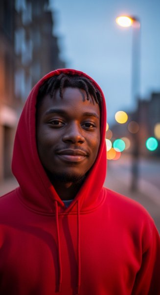 A young black man in a red hoodie #2