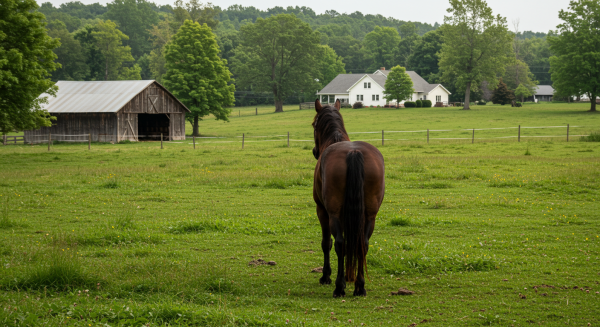 Back view of a horse on a farm #4
