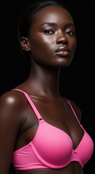 A black fashion lady in a pink bra #4