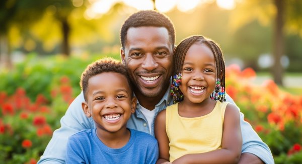 A happy African father and his children #1