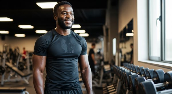 A happy African man at the gym #1
