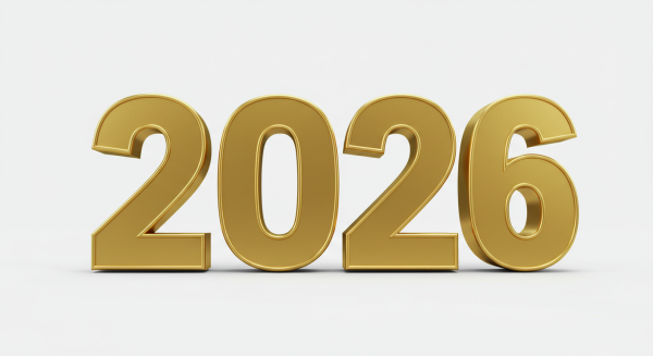 Golden 3D numbers ‘2026’ on a white background #2