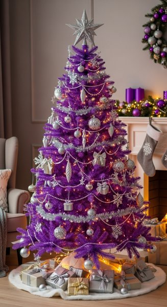 Beautifully decorated purple Christmas tree #4