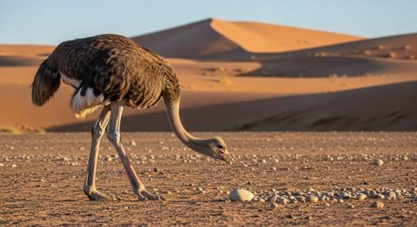 An ostrich eating stones #2