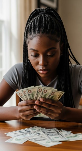A young black man counting his dollars #1