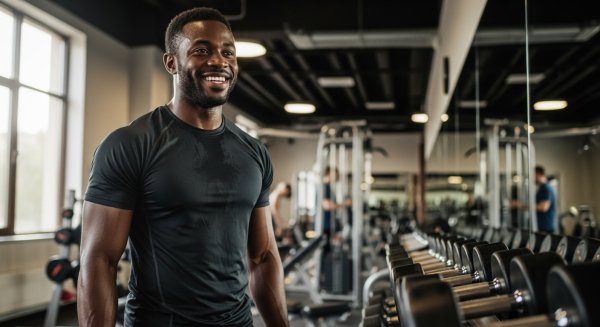 A happy African man at the gym #2