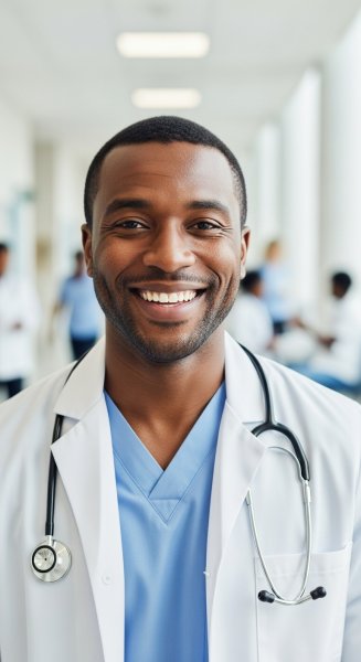 A happy African male doctor with a stethoscope #3