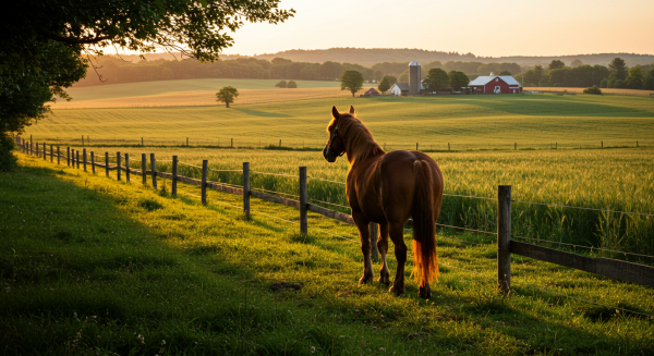 Back view of a horse on a farm #3