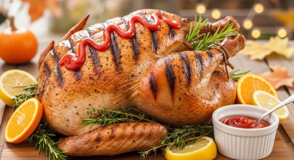 Thanksgiving grilled turkey with ketchup #2