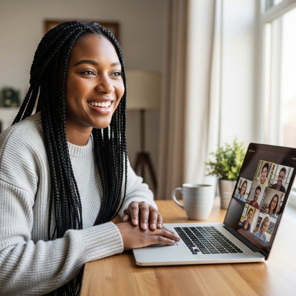 A young, pretty black lady in a meeting online #2