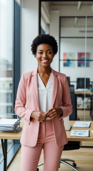 A pretty black lady in a pink professional attire #3