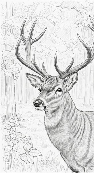 A pencil drawing of a deer #1