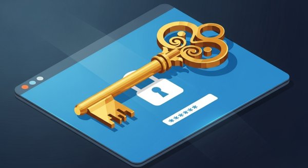 An isometric image of a key and a pc lock screen #1
