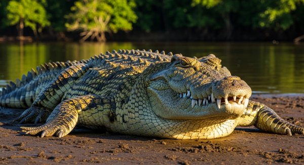 A crocodile basking in the sun #1