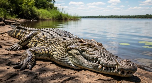 A crocodile basking in the sun #3