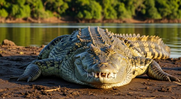 A crocodile basking in the sun #4