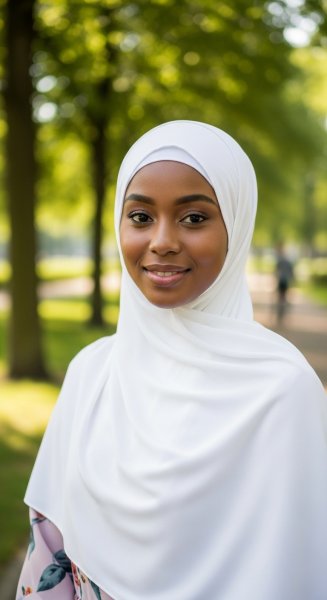 A black Muslim lady with a white hijab on her head #4