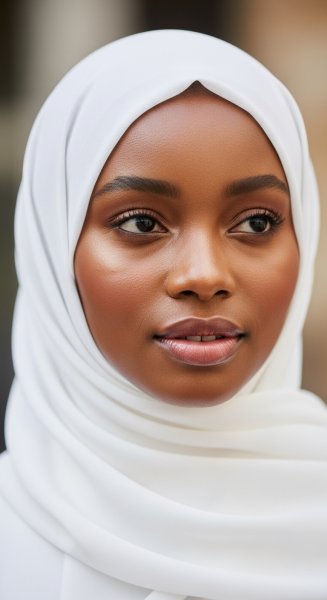 A black Muslim lady with a white hijab on her head #3