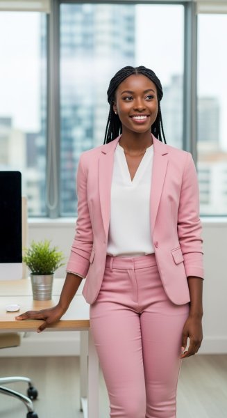 A pretty black lady in a pink professional attire #1