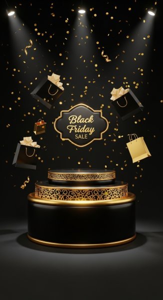 3D black and gold podium #4