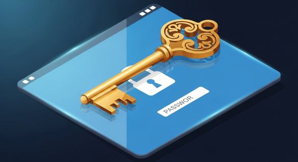 An isometric image of a key and a pc lock screen #3