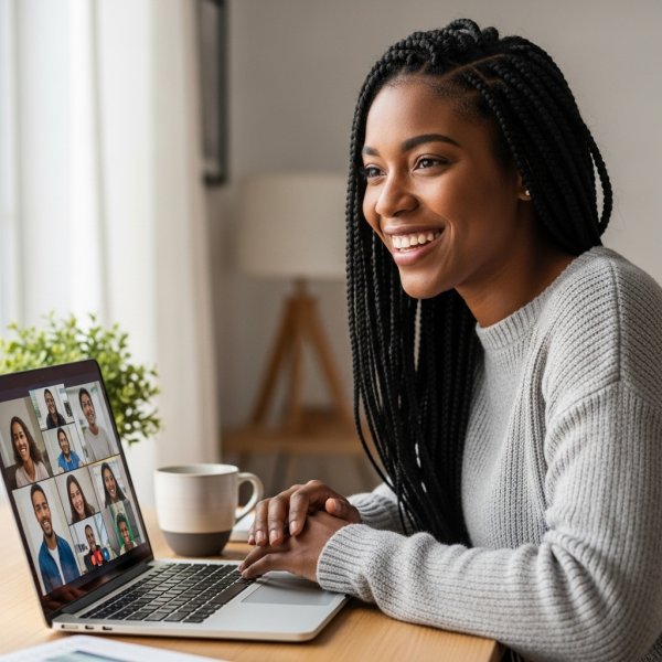 A young, pretty black lady in a meeting online #3