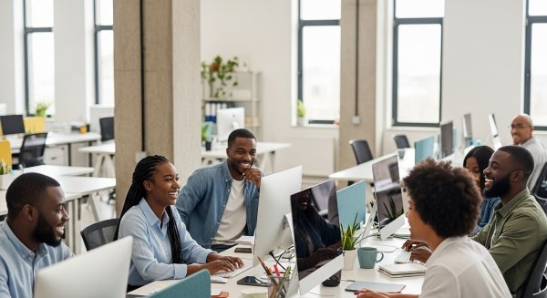 A group of black young men and women in an office space #4