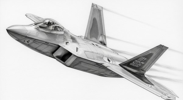 A pencil drawing of a fighter jet #4