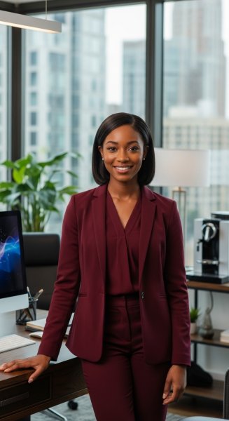 A pretty black lady in a wine professional attire #3
