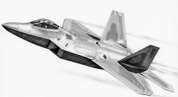 A pencil drawing of a fighter jet #2