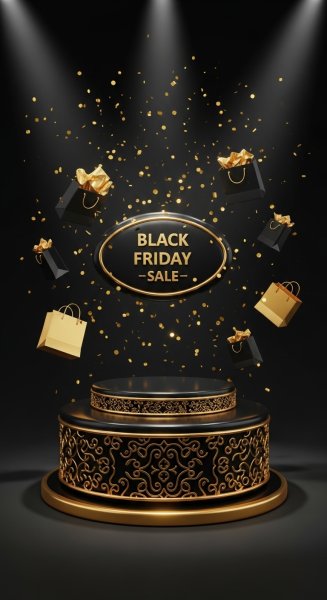 3D black and gold podium #2