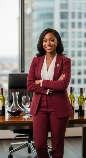 A pretty black lady in a wine professional attire #2