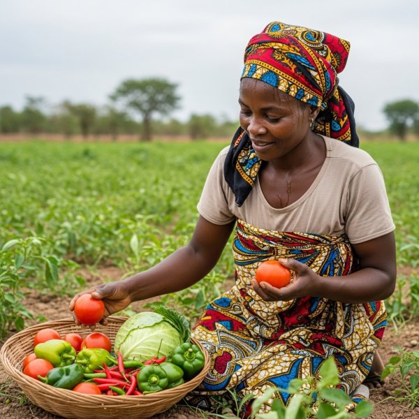 A black African woman farmer harvesting fresh vegetables #3
