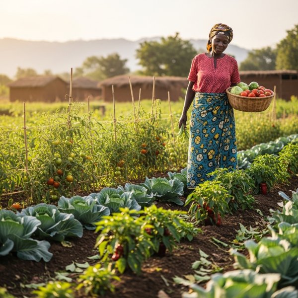 A black African woman farmer harvesting fresh vegetables #2