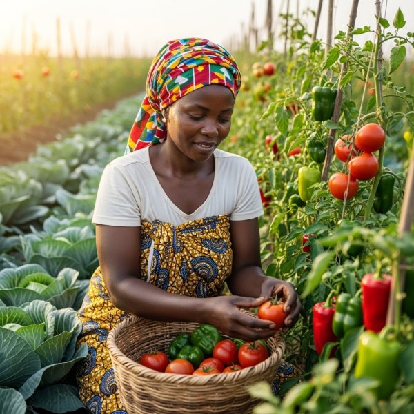 A black African woman farmer harvesting fresh vegetables #4