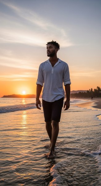 A black young man walking on the beach #2
