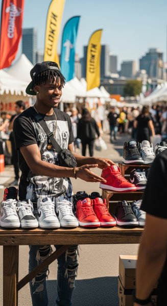A young black man selling shoes #4
