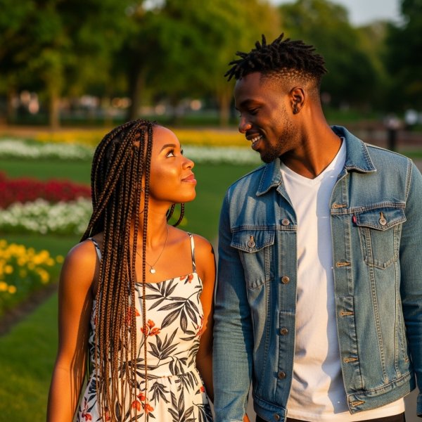 A young black man and a young black lady in love #1