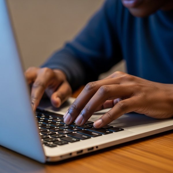 A black person's hands working on a laptop #3