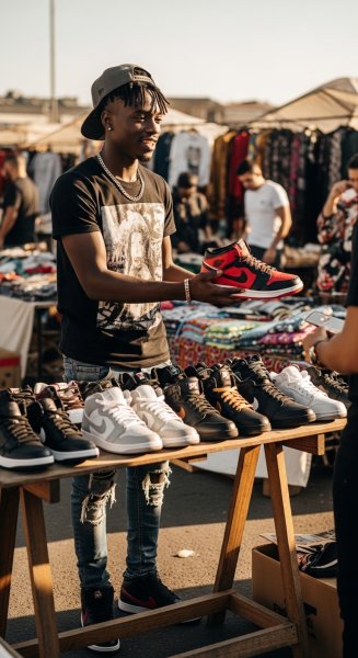 A young black man selling shoes #3