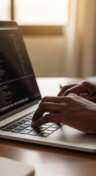 A black person's hands on a laptop #3
