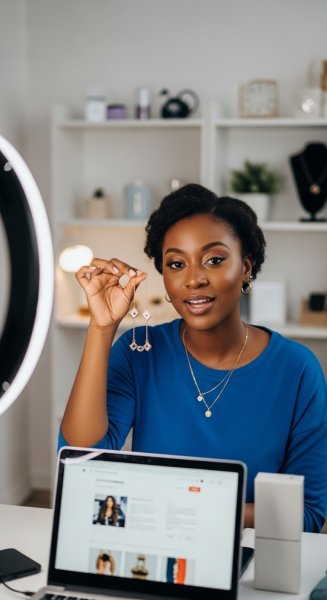 A black lady selling online products #2