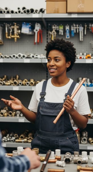 A lady selling plumbing materials #1