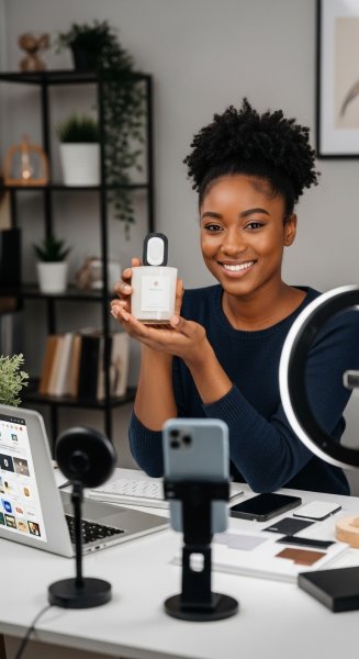 A black lady selling online products #3