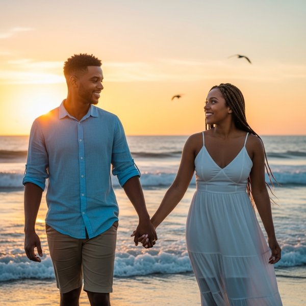 A black man and woman holding hands in love #3