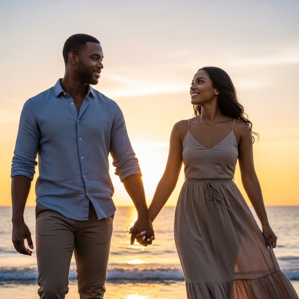 A black man and a black woman holding hands in love #2